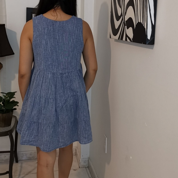 Mud Pie Chambray Blue Ivy Tiered Dress Size S - Picture 5 of 14
